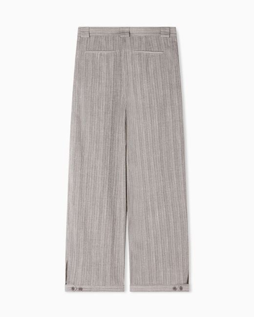 Emporio Armani Gray Multi-Striped 3D Effect Jaspé Jacquard Trousers for men
