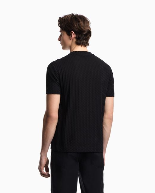 Emporio Armani Black Asv Jersey T-Shirt With Jacquard Logo for men