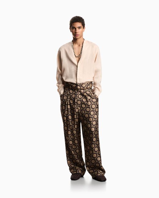 Emporio Armani Natural Garment-Dyed Pure Linen Shirt for men