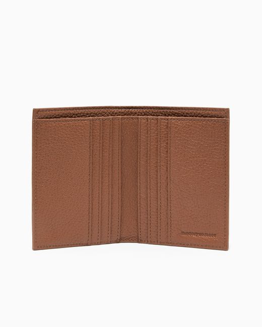 Emporio Armani Brown Tumbled Leather Card Holder for men