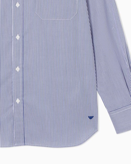 Emporio Armani Blue Travel Essential Striped Button-Down Shirt for men