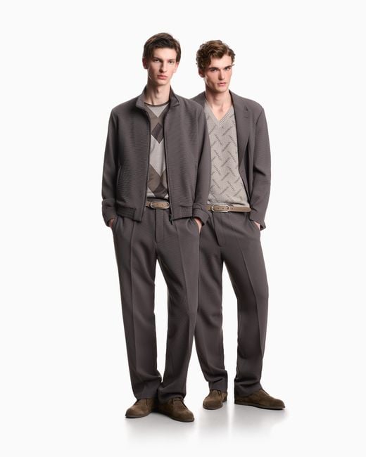 Emporio Armani Gray 3D Crepe Jersey Trousers Signature Capsule for men