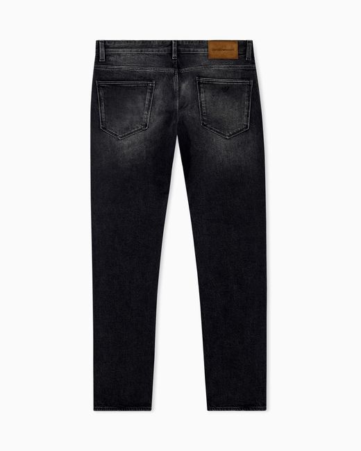 Emporio Armani Blue Five-Pocket Jeans Slim Fit Distressed With Paint Splatters for men