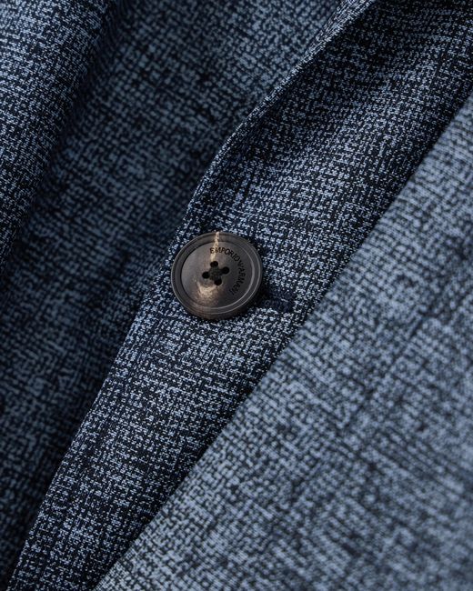 Emporio Armani Blue Unlined Tailored Wool Blazer With A Jacquard Micro Design for men