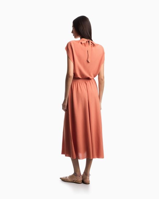 Emporio Armani Orange Link-Stitch Lyocell-Blend Dress With Yoke