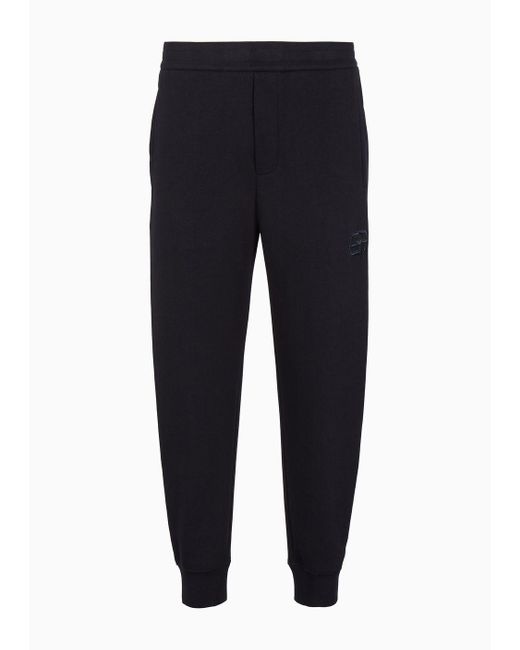 Emporio Armani Blue Double-jersey Joggers With Embossed Embroidered Ea Logo for men