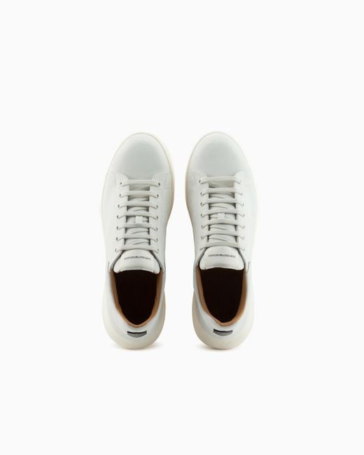 Emporio Armani White Nubuck Sneakers With Knurled Soles for men