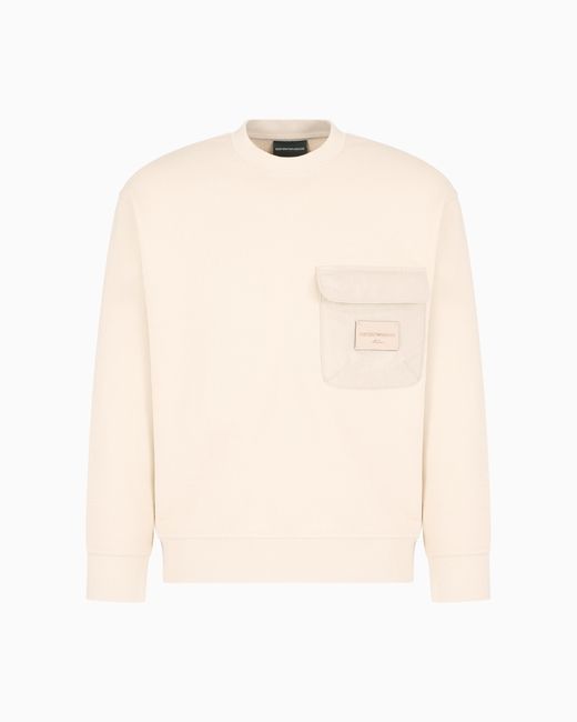 Sweat-Shirt En Jersey Molletonné Avec Poche Rembourrée Et Écusson Logo Asv Emporio Armani pour homme en coloris Natural