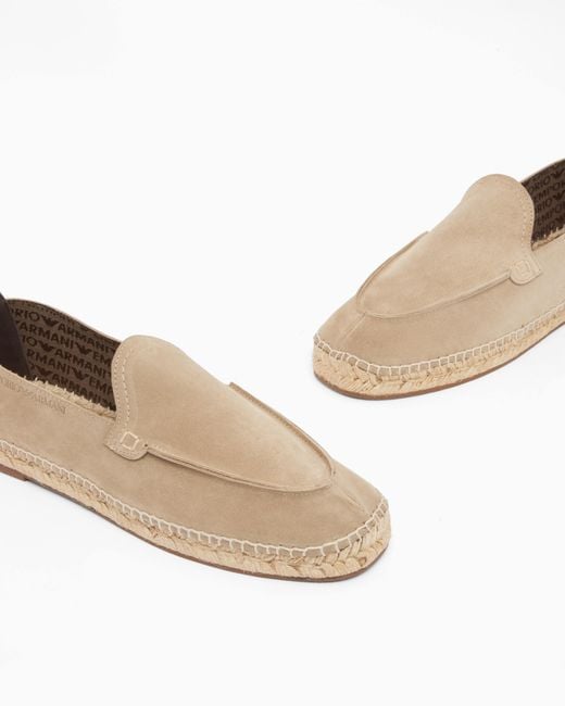 Emporio Armani White Velour Suede Espadrilles for men