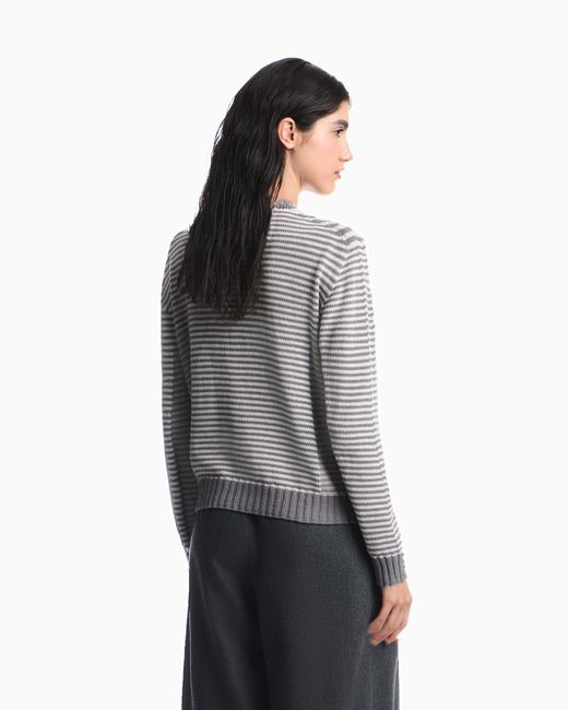 Emporio Armani Gray Signature Capsule Striped Cardigan