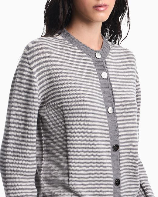 Emporio Armani Gray Signature Capsule Striped Cardigan