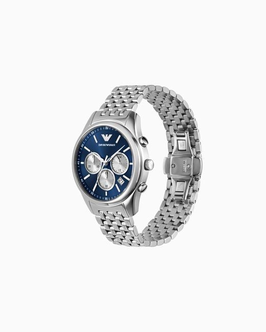 Emporio Armani Blue Chronograph Stainless Steel Watch for men