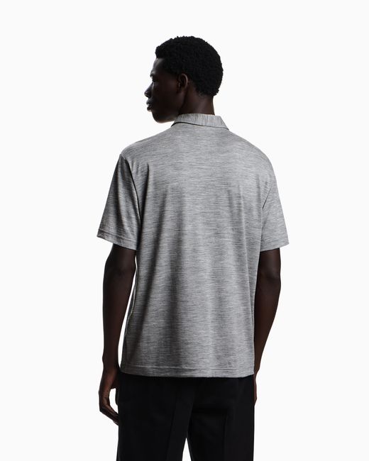 Emporio Armani Gray Wool Slub Jersey Polo Shirt for men