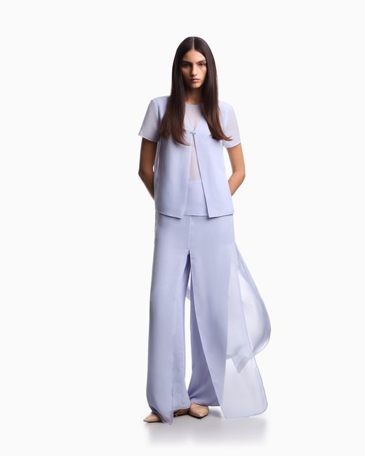 Emporio Armani Blue Two-Piece Technical Georgette Blouse
