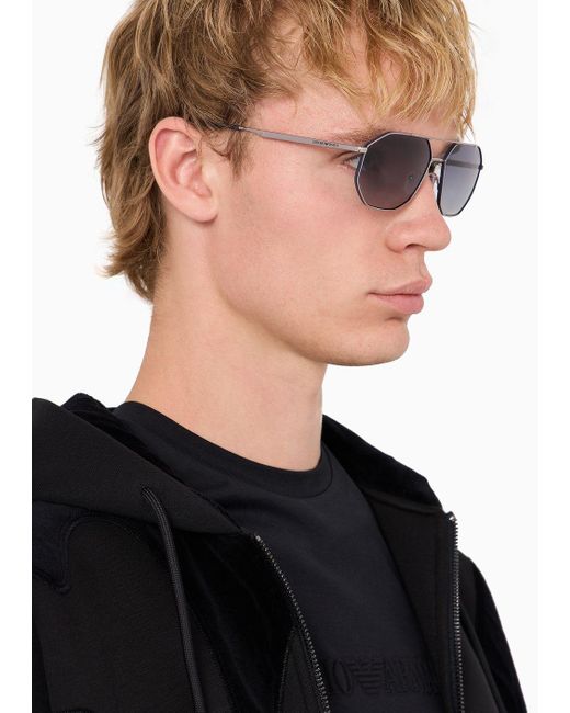Emporio Armani Blue Irregular-shaped Sunglasses for men