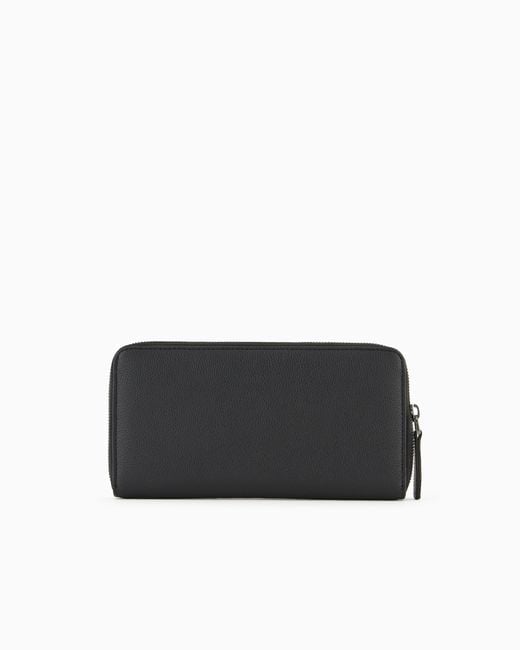 Cartera Con Cremallera Perimetral Y Bolsillo Exterior De Piel Abatanada Emporio Armani de hombre de color Black