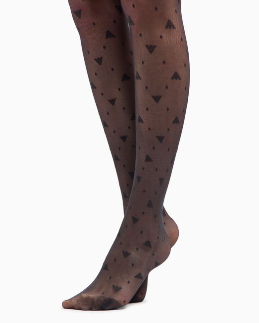 Emporio Armani Brown Tights With Polka Dots And All-Over Eagles