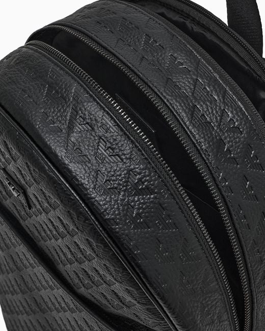 Emporio Armani Blue All-Over Embossed Backpack for men