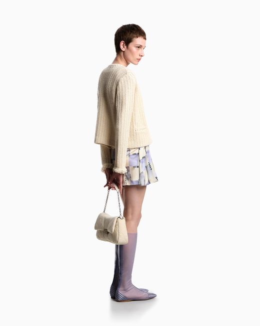 Emporio Armani White Check Print Satin Culottes