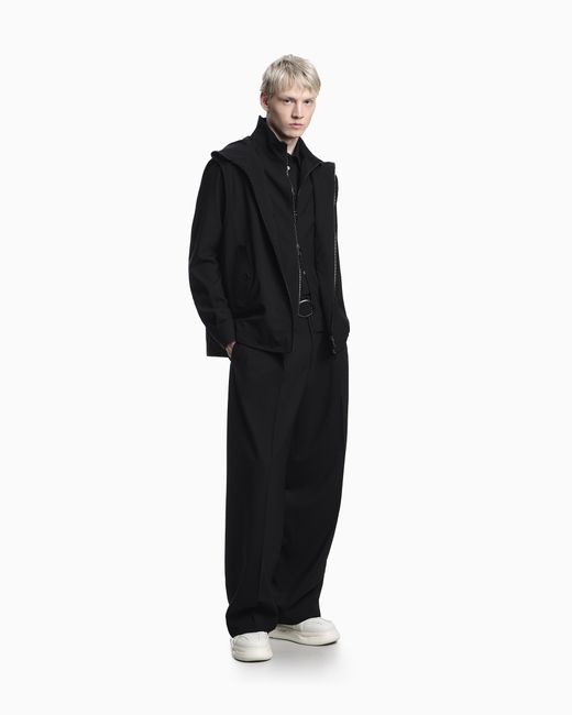 Emporio Armani Black Hooded Sleeveless Jacket for men