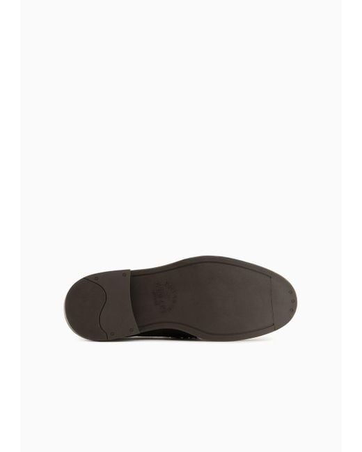 Emporio Armani White Crust Leather Loafers for men