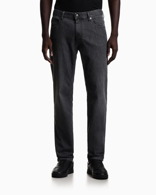 Emporio Armani Gray J05 Regular-Fit, Lightly Worn-Look 8-Oz Denim Jeans for men