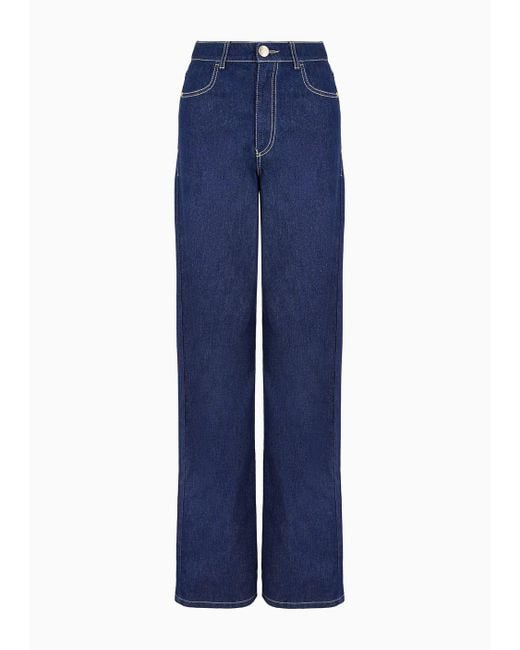Emporio Armani Blue Jeans J4b Mit Mittelhohem Bund Und Geradem Bein Aus Rinse-denim