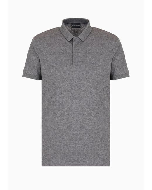 Emporio Armani Gray Travel Essentials Lyocell-blend Jersey Polo Shirt for men