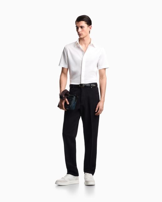 Emporio Armani White Short-Sleeved, Garment-Dyed Jersey Shirt for men