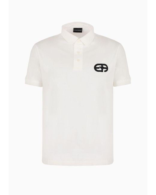 Emporio Armani Asv Poloshirt Aus Jersey-lyocell-mischung, Mit Gesticktem Ea-logo In Reliefoptik in White für Herren