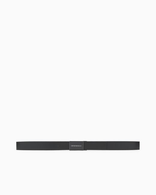 Emporio Armani White Leather Belt With Logo Buckle for men