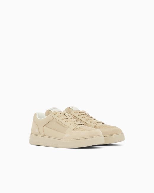 Emporio Armani White Cordura Sneakers With Suede Details for men