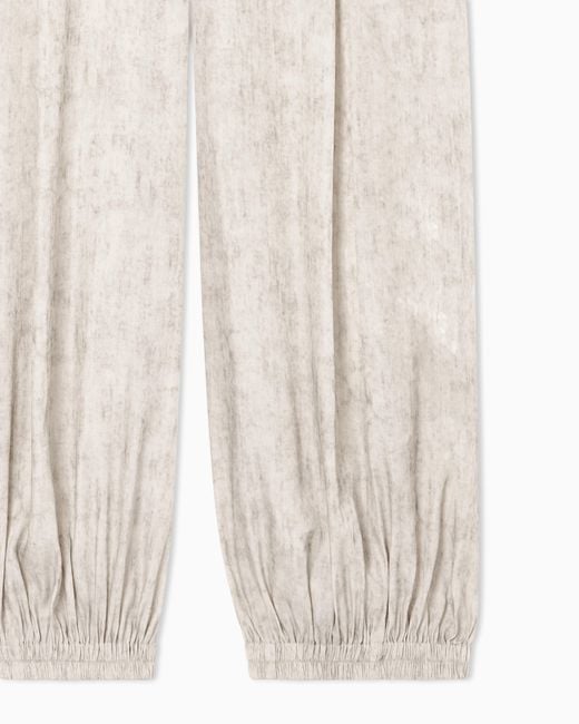 Emporio Armani White Flowing Fabric Trousers With A Mottled-Effect Print