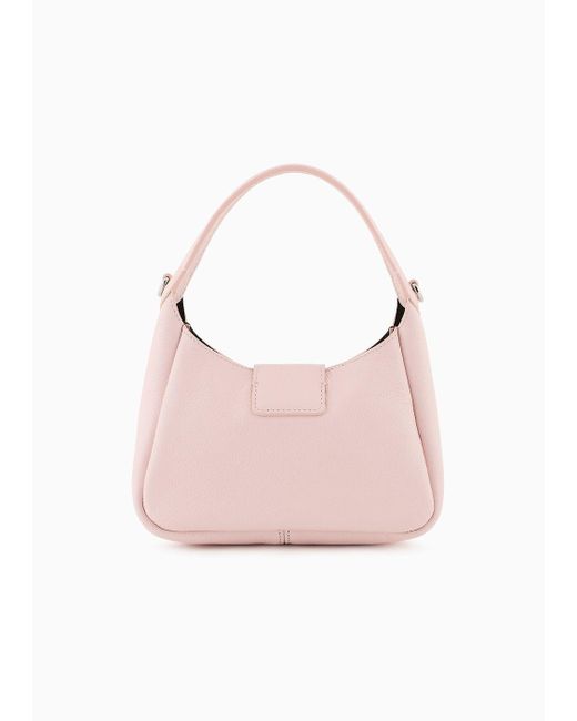 Emporio Armani Pink Leather Hobo Handbag With Eagle Buckle