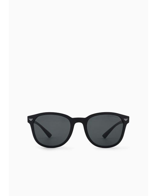 Emporio Armani Black Panto Sunglasses for men