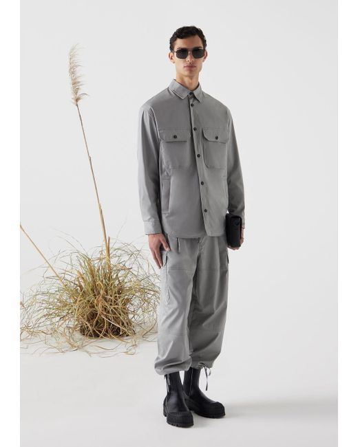 Veste-chemise En Sergé Léger Doublé Emporio Armani pour homme en coloris Gray