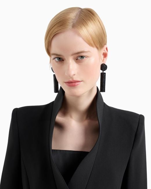 Veste En Crêpe Cady À Bords Profilés Effet Volanté Emporio Armani en coloris Black