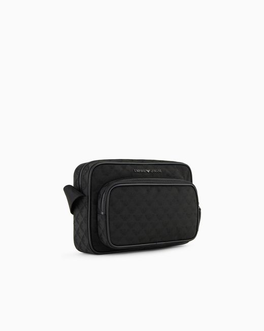 Emporio Armani Black Nylon Bag With An All-Over Jacquard Eagle Motif Essential for men