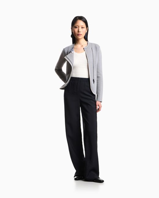 Emporio Armani Blue Icon Modal Muslin Elasticated-Waist Trousers