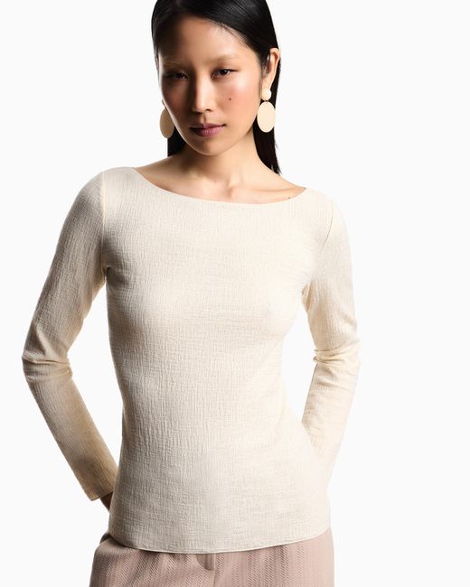 Emporio Armani White Boat Neck Jumper