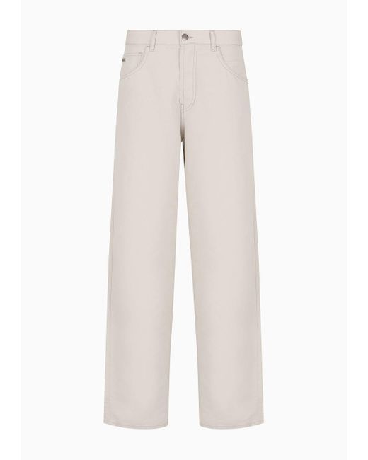 Emporio Armani White J74 Loose-fit Trousers In A Linen-blend Twill for men