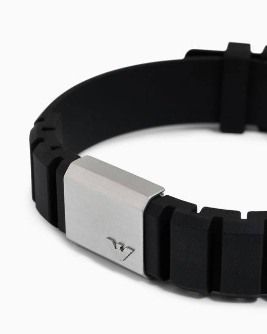 Bracciale Con Piastrina di Emporio Armani in Black da Uomo