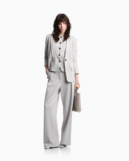 Emporio Armani White Chevron Jacquard Jersey Jacket Signature Capsule