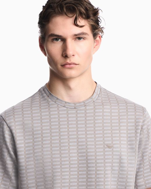 Emporio Armani Gray Jersey Jacquard Knit-Effect T-Shirt for men
