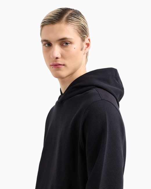 Sudadera De Punto Gofre Con Capucha Travel Essential Asv Emporio Armani de hombre de color Blue