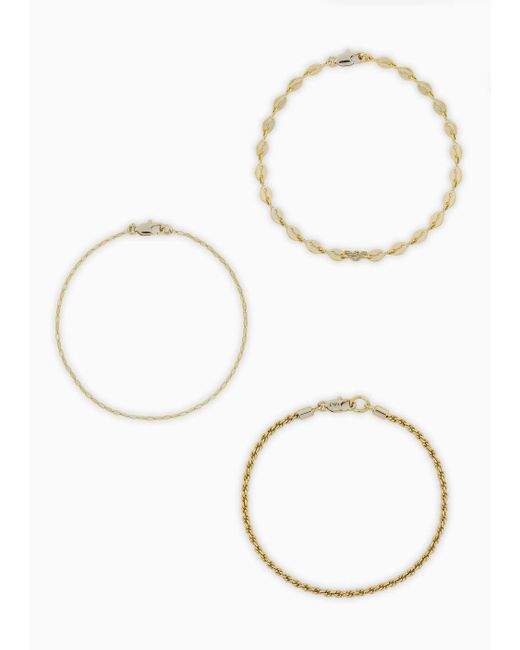 Emporio Armani White Gold-tone Brass Multi-strand Bracelet