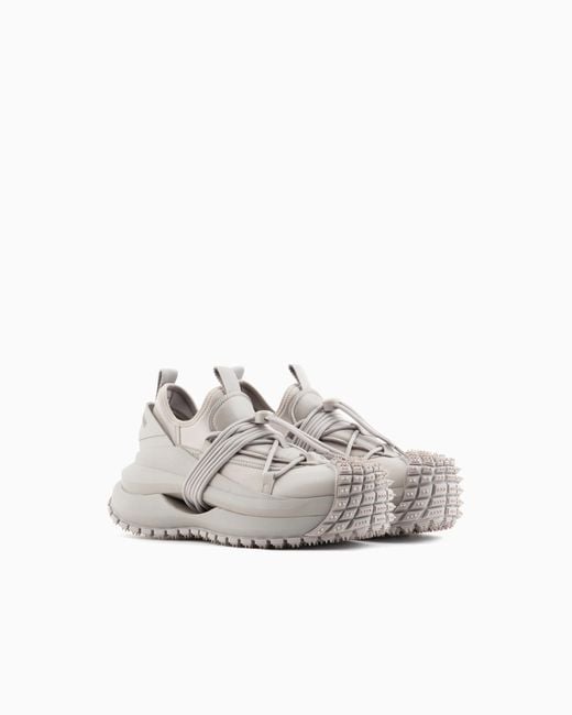 Emporio Armani Sneaker Aus Nylon Mit Scuba-Details Und Tunnelzug in White für Herren