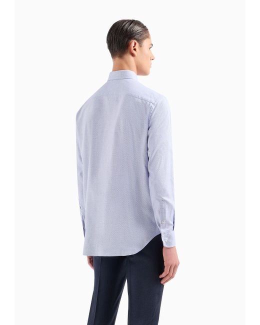 Camisa De Algodón Con Estructura Emporio Armani de hombre de color White
