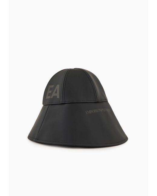 Emporio Armani Glockenhut Aus Beschichtetem Nylon Mit Ea-print in Black für Herren