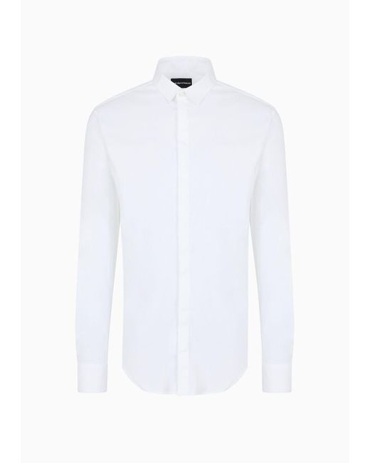 Emporio Armani White Lightweight Comfortable Satin Slim-fit Shirt for men